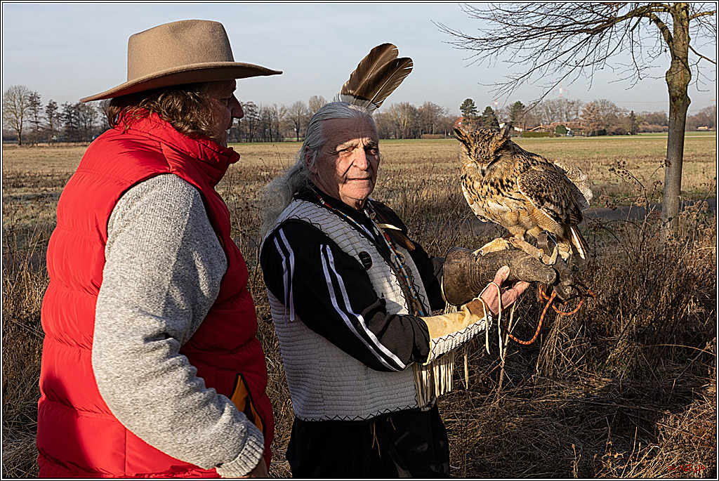 Cheyenne-Halbblut Hunting Wolf in der Falknerei Pierre Schmidt; Gymnich, 09.02.2023